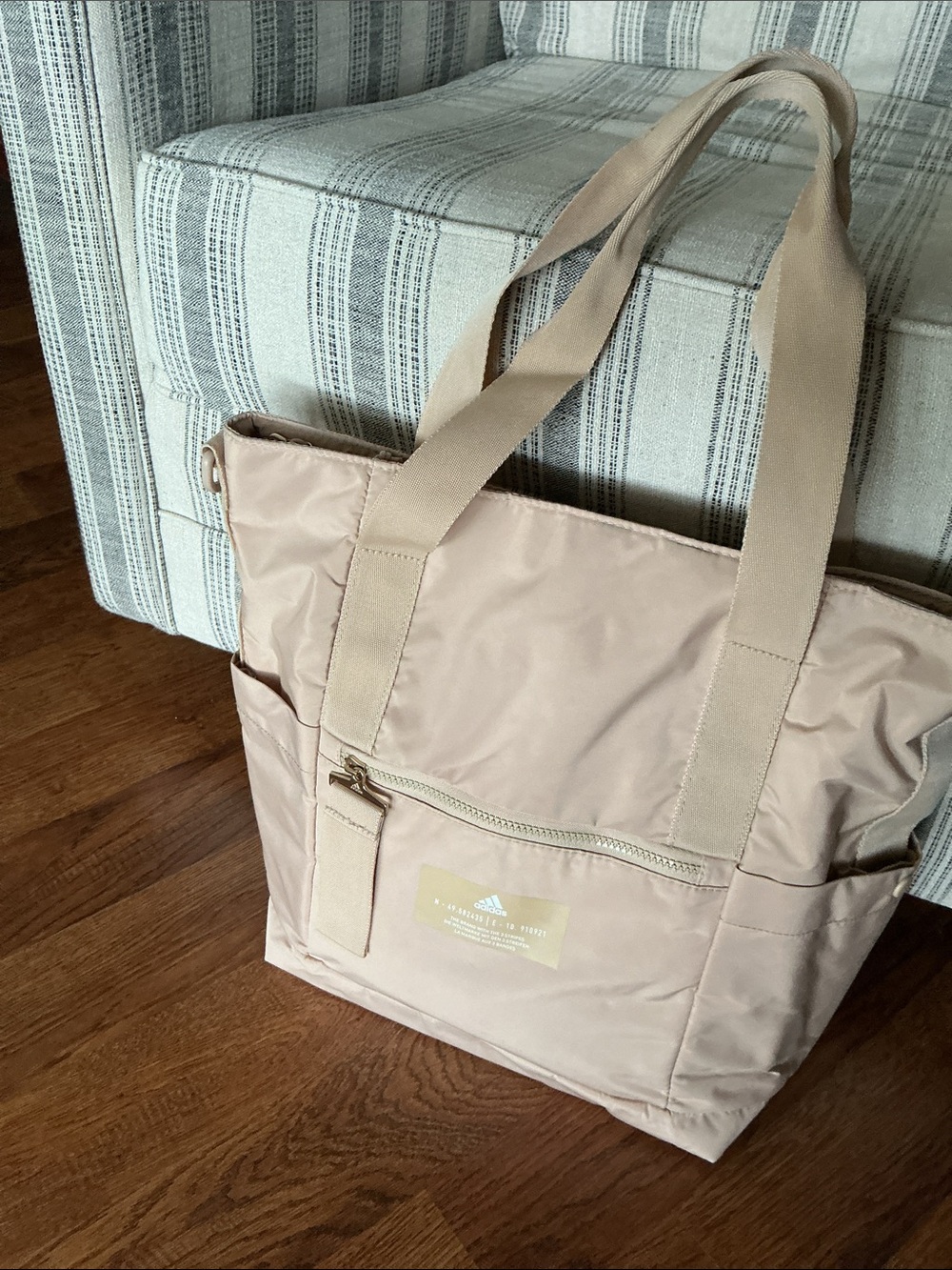 adidas Rose Blush Tote Bag with Front Zip Pocket - Picture 1 of 6